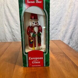 Santa's Best European Style Glass Christmas Ornament‎ Nutcracker Figurine